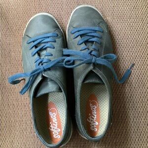 Softinos by Fly London Isla lace up leather sneakers in Washed Navy. Size 39 (8)